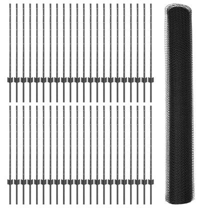 Fence with Posts Grey 1 x 100 m Steel