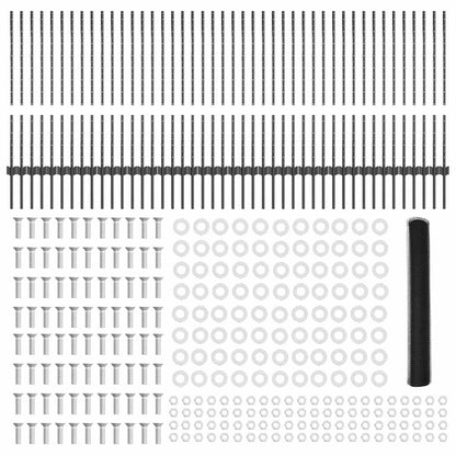 Fence with Posts Grey 1 x 100 m Steel