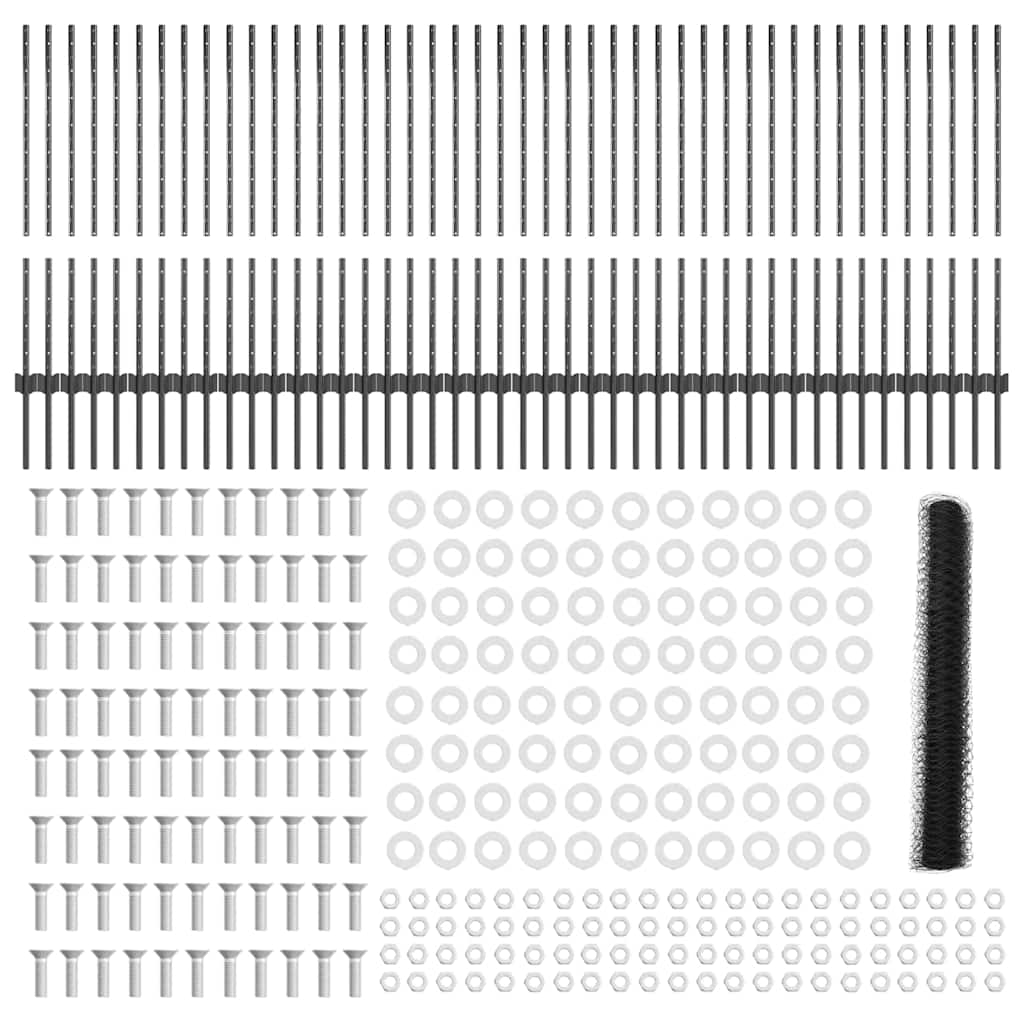 Fence with Posts Grey 1 x 100 m Steel