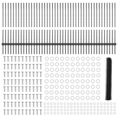 Fence with Posts Grey 1 x 100 m Steel