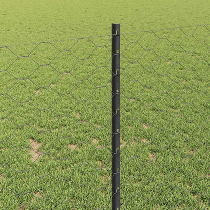 Fence with Posts Grey 1 x 100 m Steel