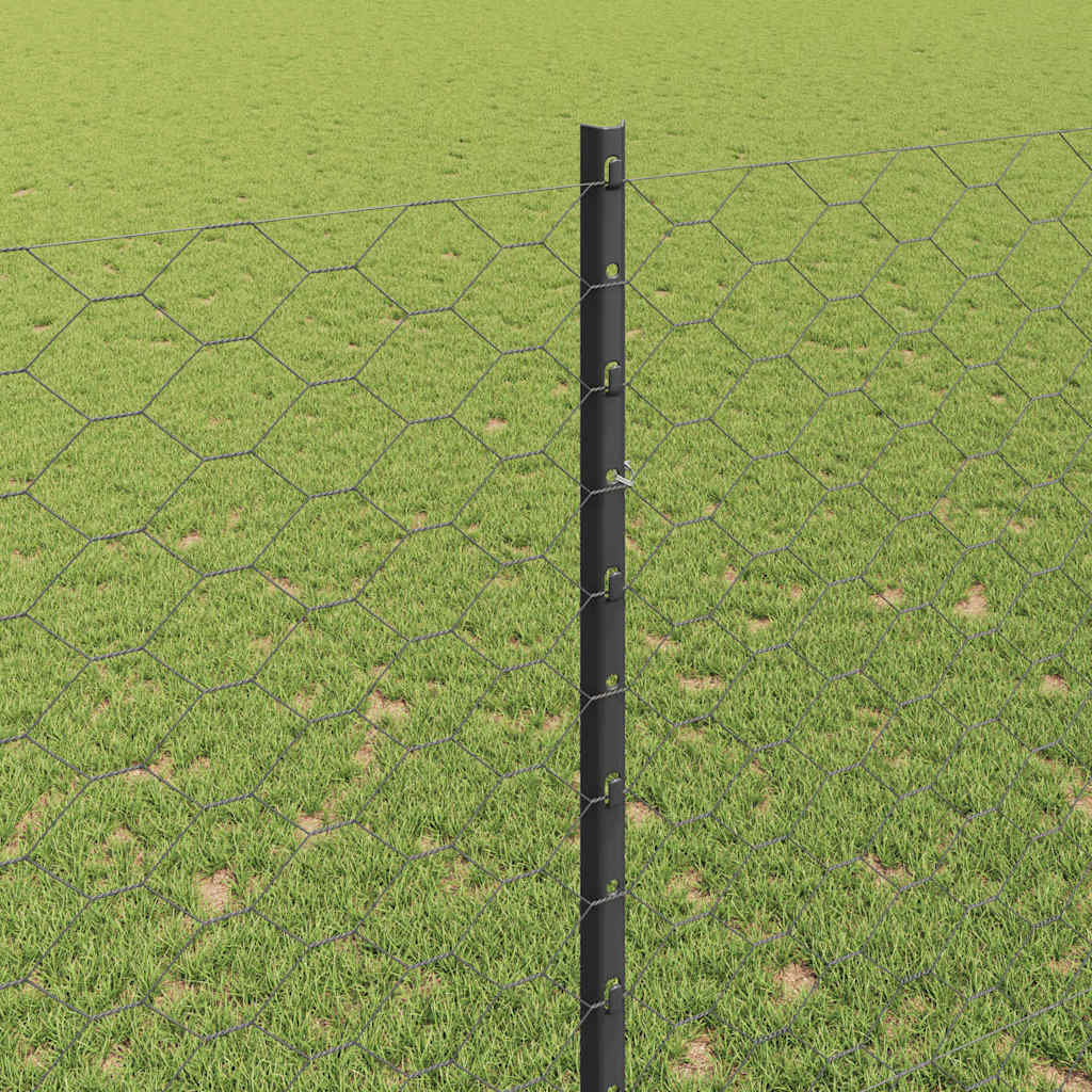 Fence with Posts Grey 1.5 x 100 m Steel