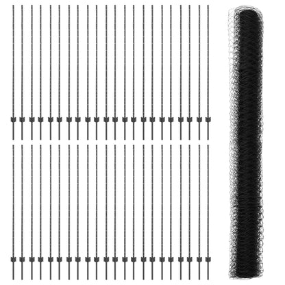 Fence with Posts Grey 1.5 x 100 m Steel