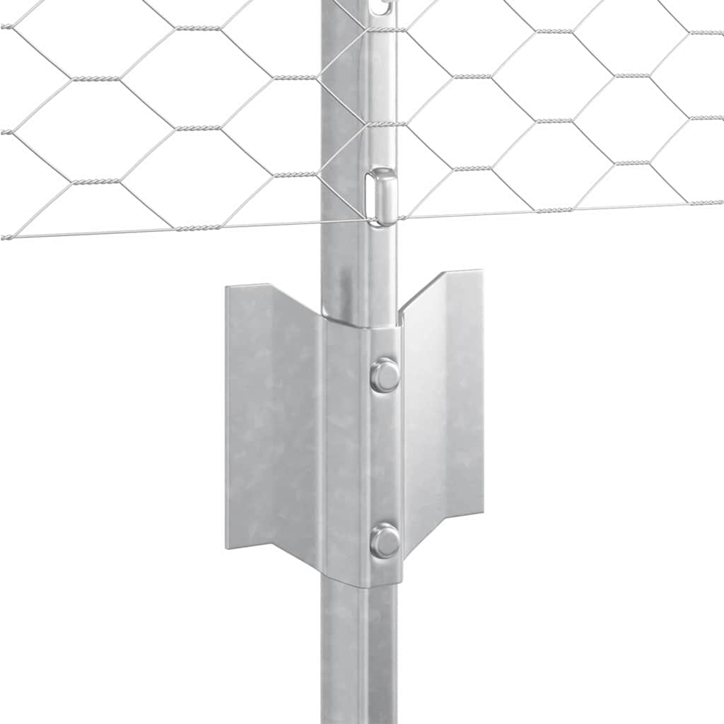 Fence with Posts Silver 0.4 x 10 m Steel