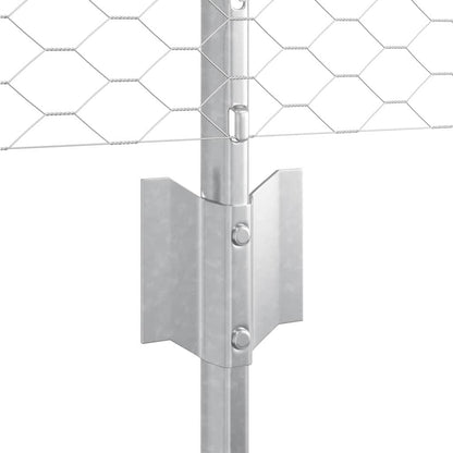 Fence with Posts Silver 0.4 x 10 m Steel