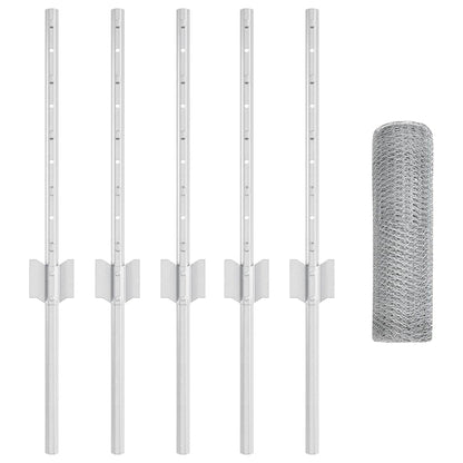 Fence with Posts Silver 0.4 x 10 m Steel
