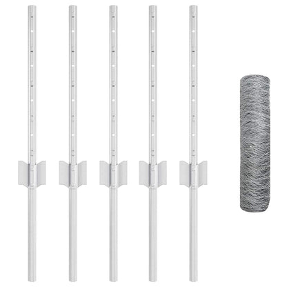 Fence with Posts Silver 0.4 x 10 m Steel