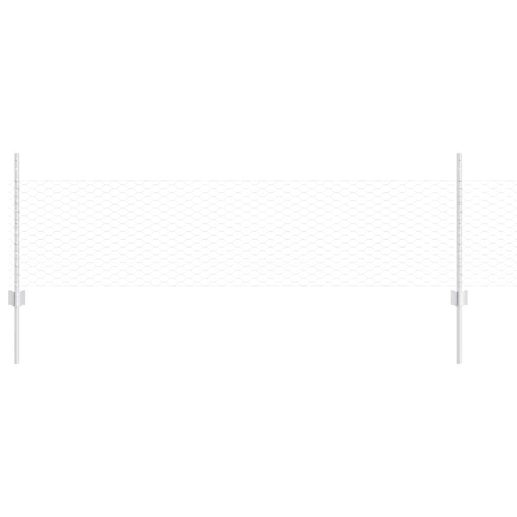 Fence with Posts Silver 0.5 x 10 m Steel