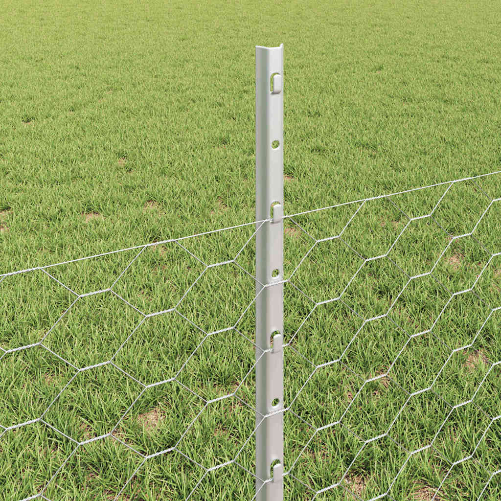Fence with Posts Silver 0.5 x 10 m Steel