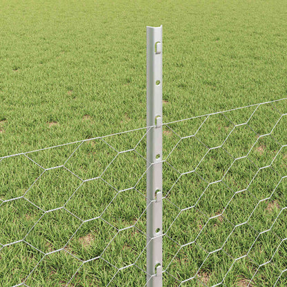 Fence with Posts Silver 0.5 x 10 m Steel