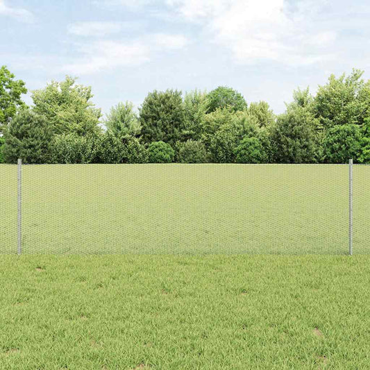 Fence with Posts Silver 0.6 x 10 m Steel