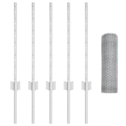 Fence with Posts Silver 0.6 x 10 m Steel
