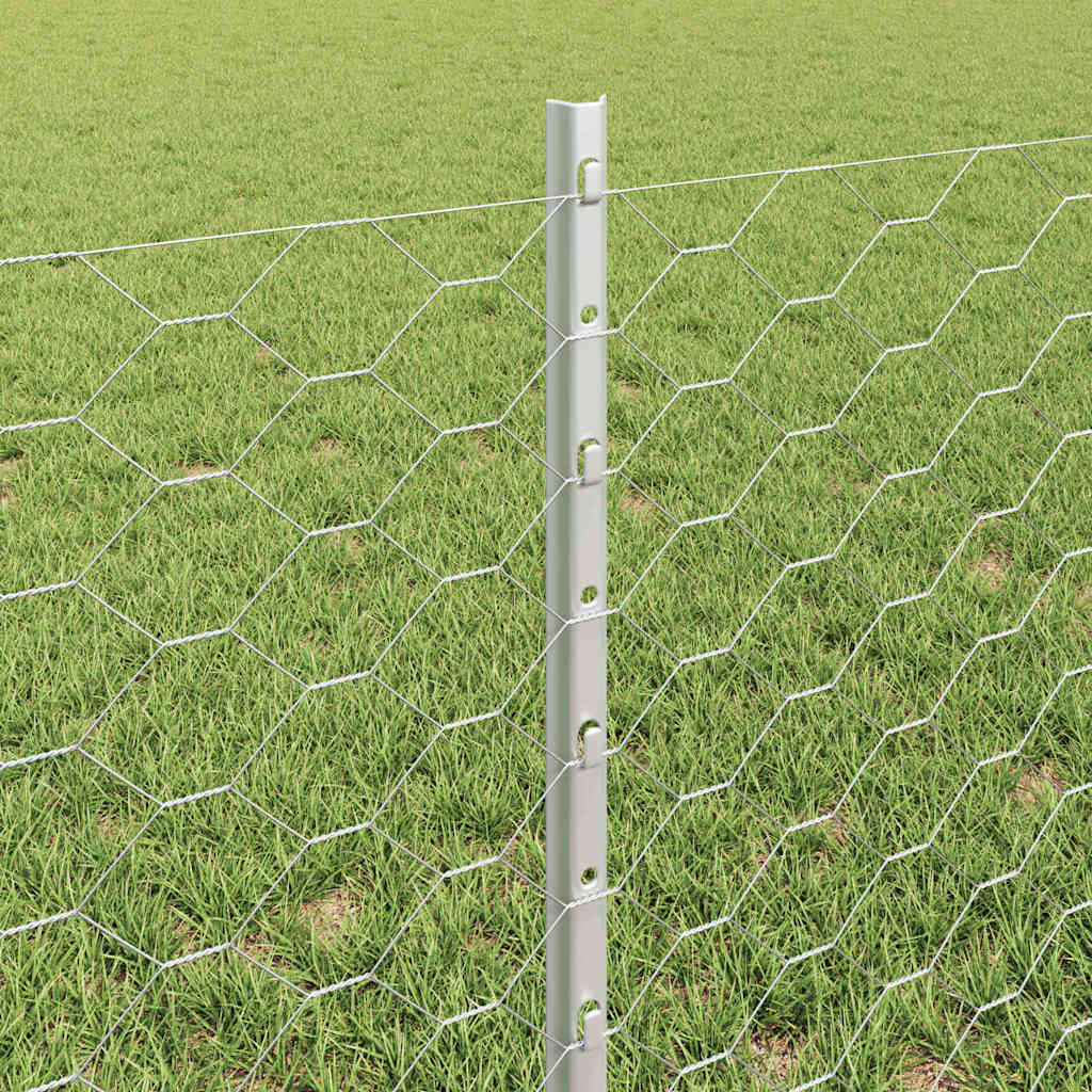 Fence with Posts Silver 0.6 x 10 m Steel