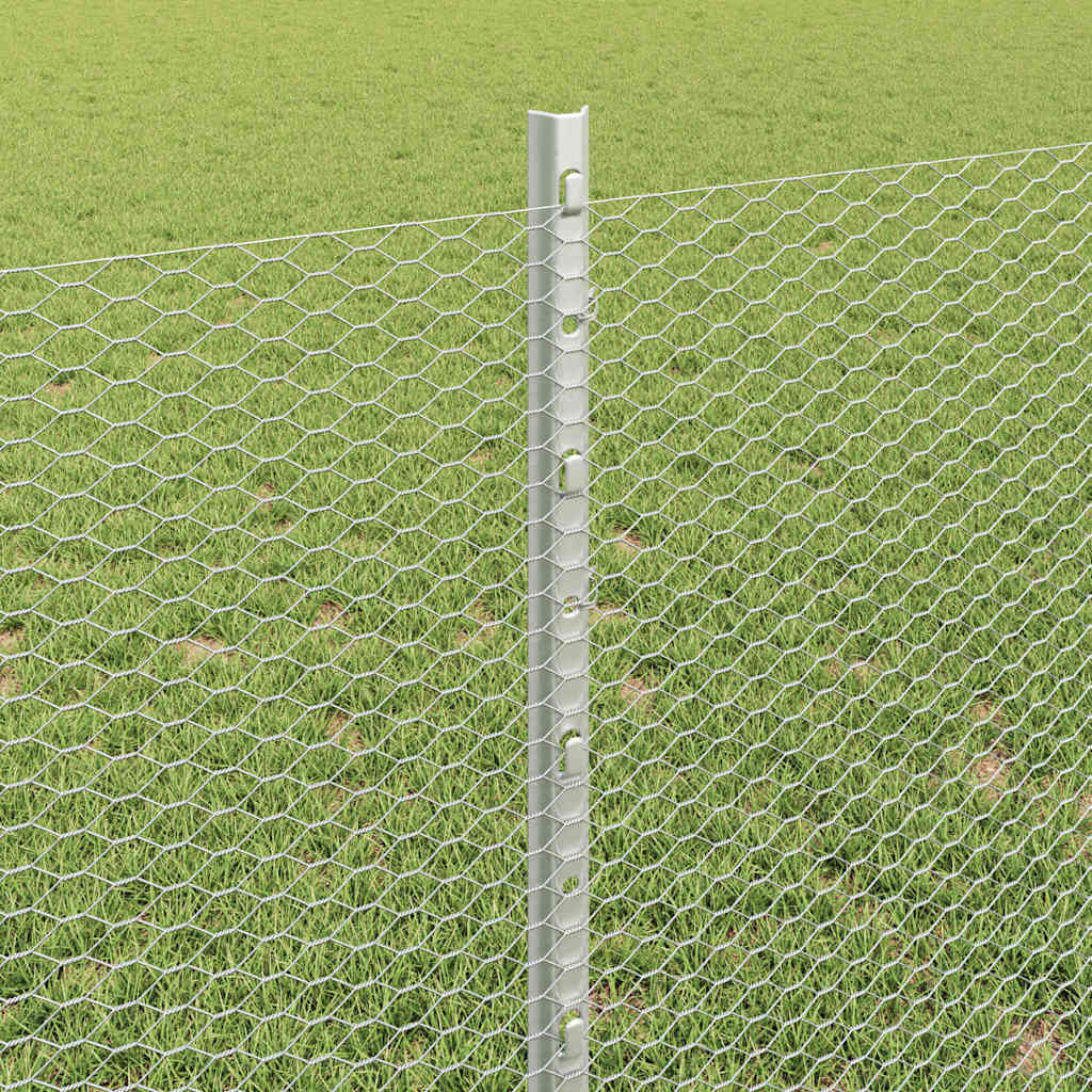 Fence with Posts Silver 0.8 x 10 m Steel