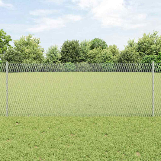 Fence with Posts Silver 0.8 x 10 m Steel