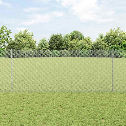 Fence with Posts Silver 1 x 10 m Steel
