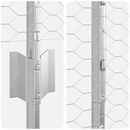 Fence with Posts Silver 1 x 10 m Steel