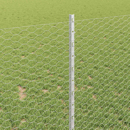 Fence with Posts Silver 1 x 10 m Steel