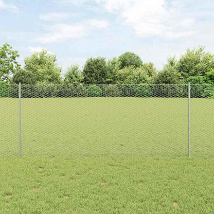 Fence with Posts Silver 1 x 10 m Steel