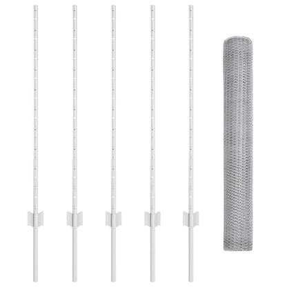 Fence with Posts Silver 1 x 10 m Steel