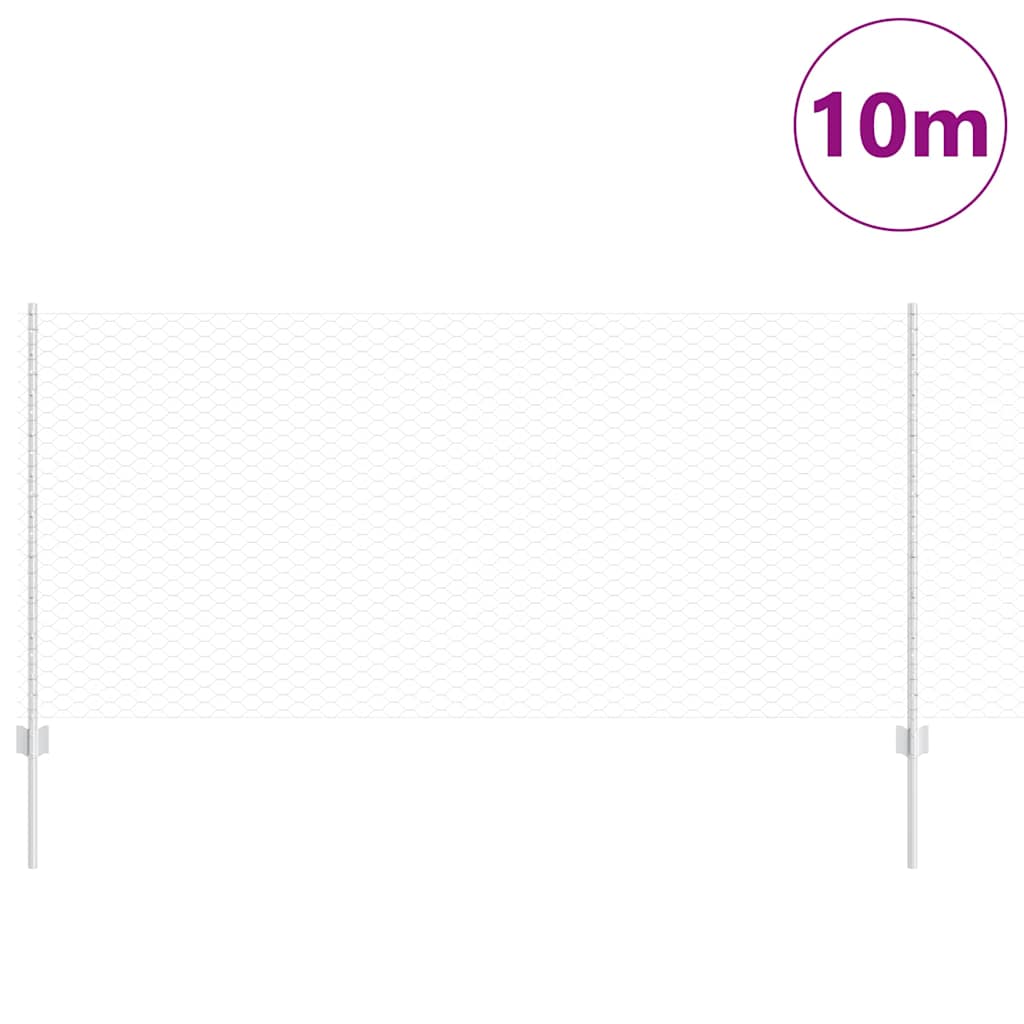 Fence with Posts Silver 1 x 10 m Steel