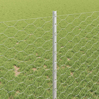 Fence with Posts Silver 1 x 10 m Steel