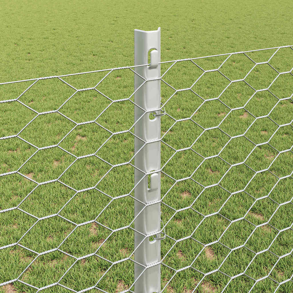 Fence with Posts Silver 1.2 x 10 m Steel