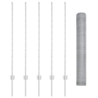 Fence with Posts Silver 1.2 x 10 m Steel