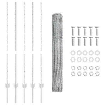 Fence with Posts Silver 1.2 x 10 m Steel