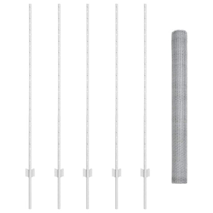 Fence with Posts Silver 1.4 x 10 m Steel