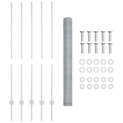 Fence with Posts Silver 1.4 x 10 m Steel