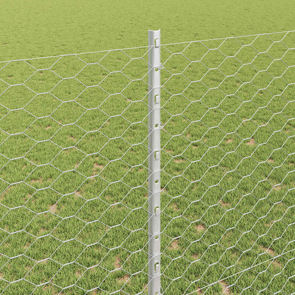 Fence with Posts Silver 1.4 x 10 m Steel