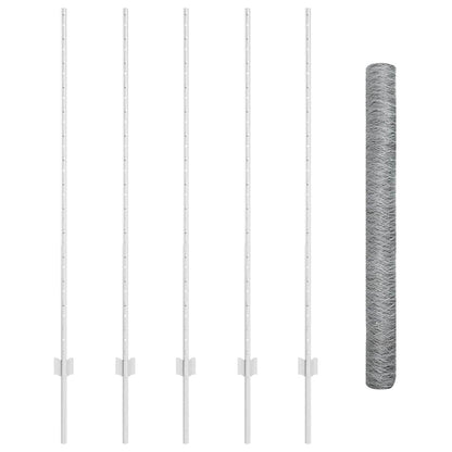 Fence with Posts Silver 1.4 x 10 m Steel