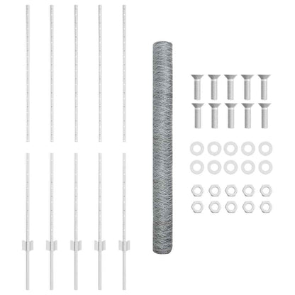 Fence with Posts Silver 1.4 x 10 m Steel