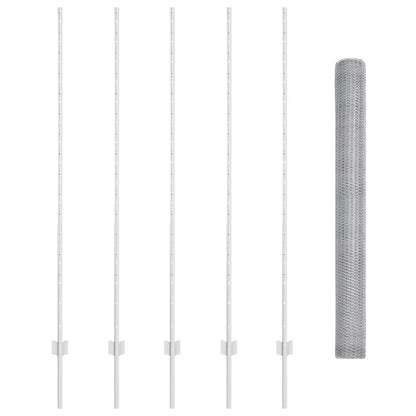 Fence with Posts Silver 1.6 x 10 m Steel