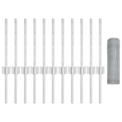 Fence with Posts Silver 0.4 x 25 m Steel