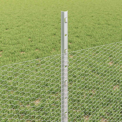 Fence with Posts Silver 0.5 x 25 m Steel