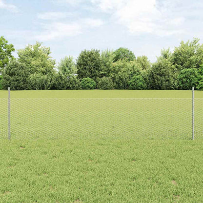 Fence with Posts Silver 0.5 x 25 m Steel