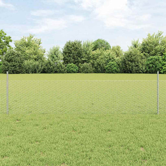 Fence with Posts Silver 0.5 x 25 m Steel