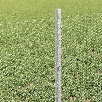 Fence with Posts Silver 0.6 x 25 m Steel