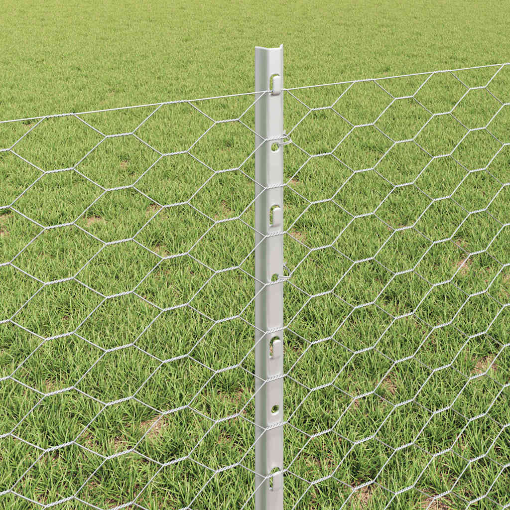 Fence with Posts Silver 0.6 x 25 m Steel