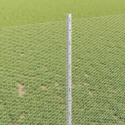 Fence with Posts Silver 1 x 25 m Steel
