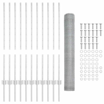 Fence with Posts Silver 1 x 25 m Steel