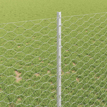 Fence with Posts Silver 1 x 25 m Steel