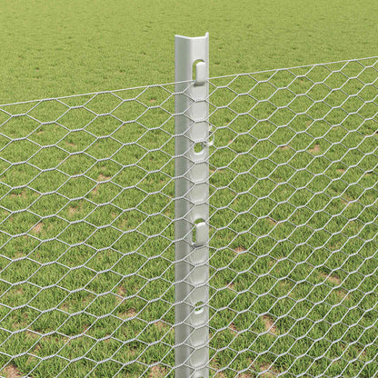 Fence with Posts Silver 1.2 x 25 m Steel