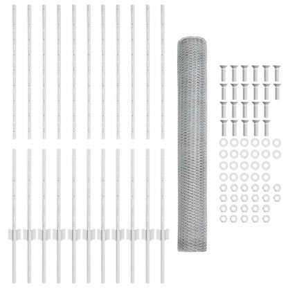 Fence with Posts Silver 1.2 x 25 m Steel