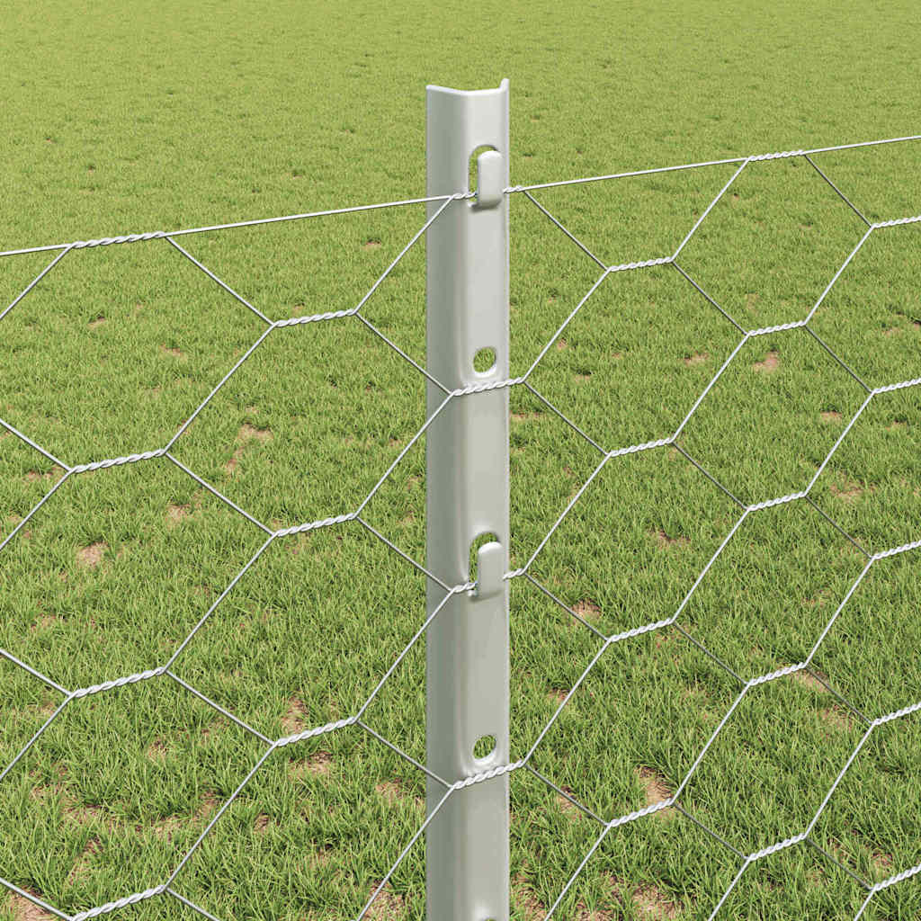 Fence with Posts Silver 1.2 x 25 m Steel
