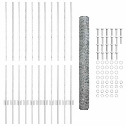 Fence with Posts Silver 1.2 x 25 m Steel