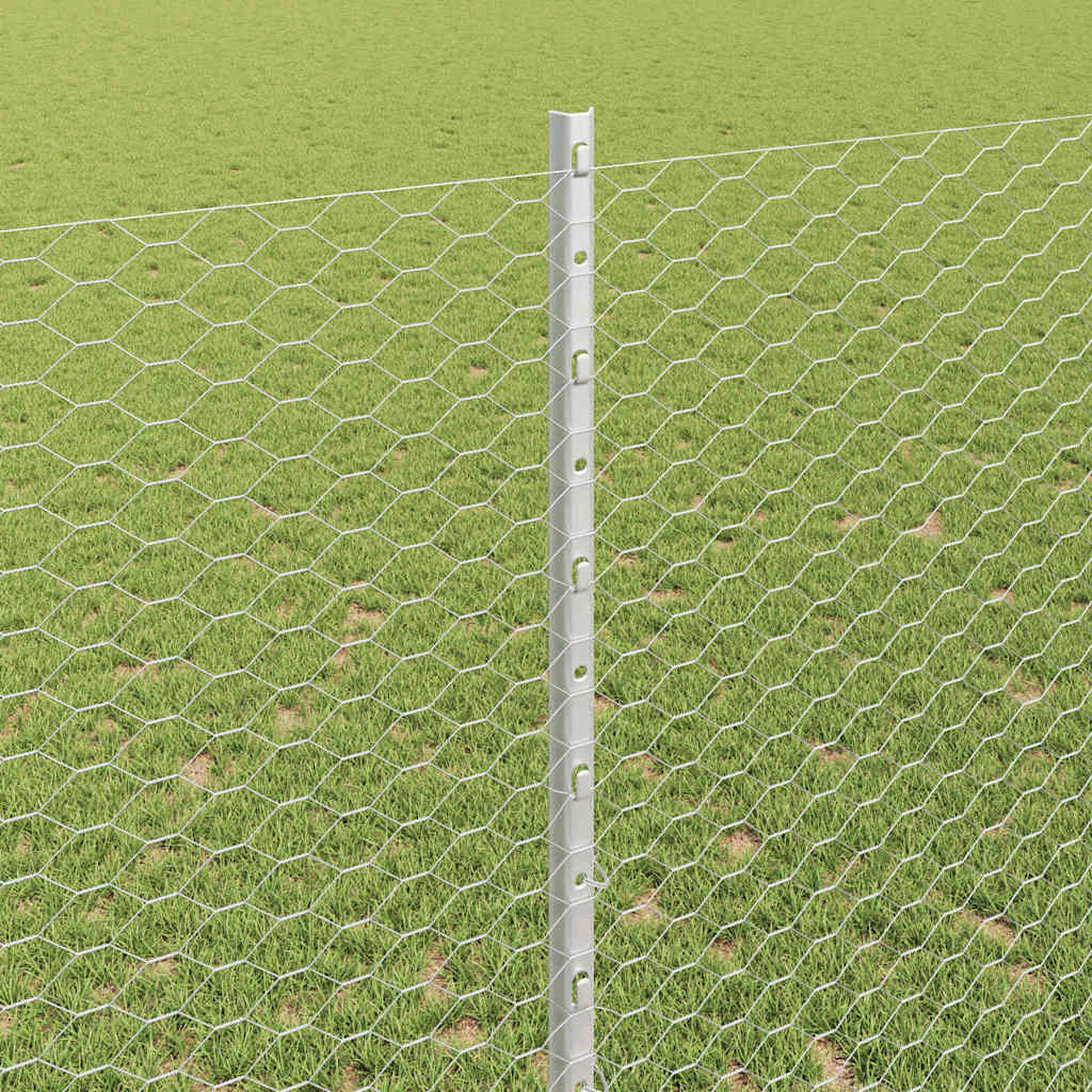 Fence with Posts Silver 1.4 x 25 m Steel