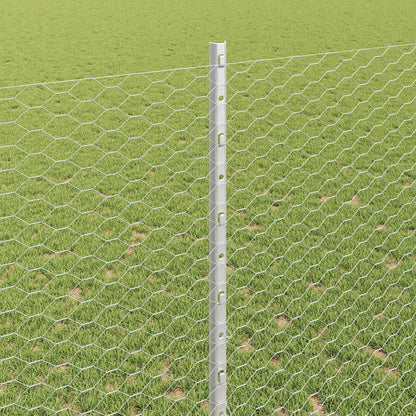 Fence with Posts Silver 1.4 x 25 m Steel